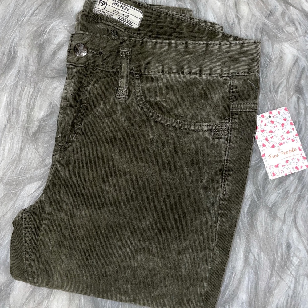 Free People Black Olive Corduroy Pants